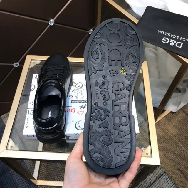 Dolce & Gabbana Black Leather Lifestyle Sneakers 4