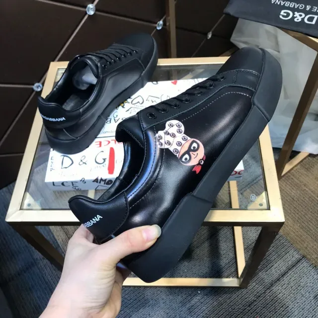 Dolce & Gabbana Black Leather Lifestyle Sneakers 5
