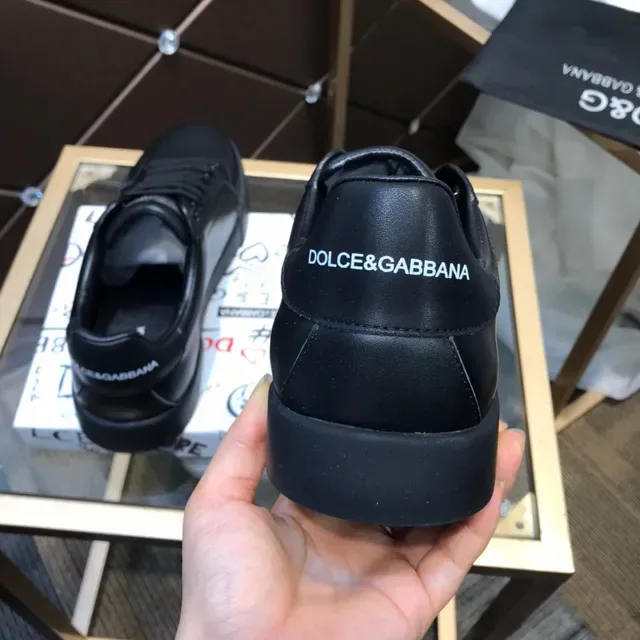 Dolce & Gabbana Black Leather Lifestyle Sneakers 6