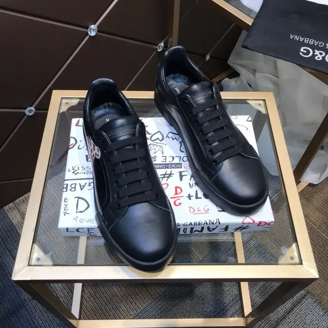 Dolce & Gabbana Black Leather Lifestyle Sneakers 7