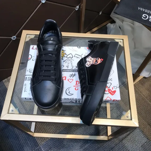 Dolce & Gabbana Black Leather Lifestyle Sneakers 8