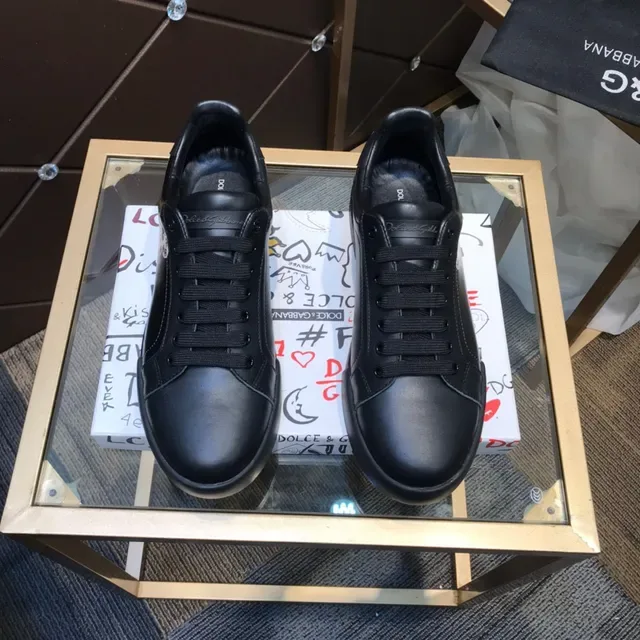 Dolce & Gabbana Black Leather Lifestyle Sneakers 9
