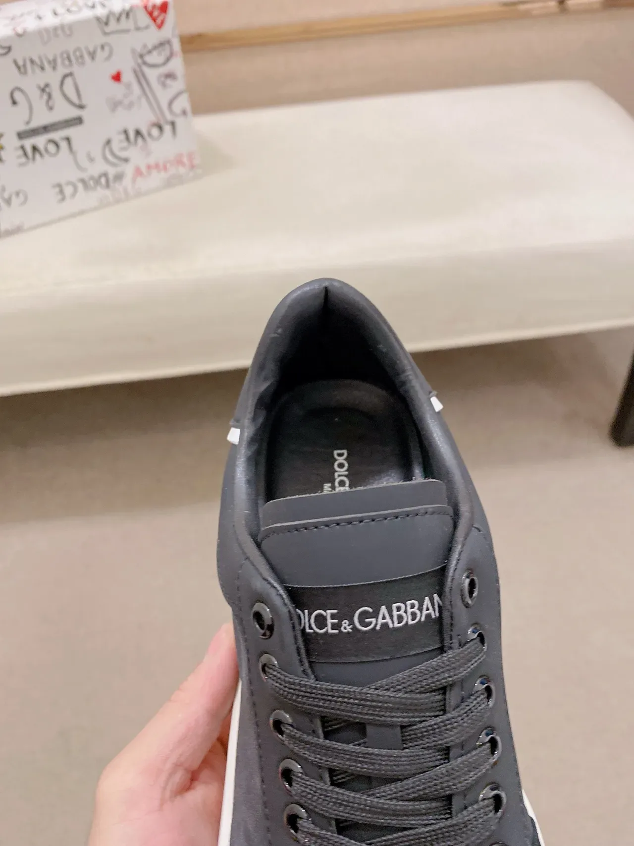 Dolce & Gabbana حذاء أسود من السويد والنايلون للأسلوب الحياتي 4