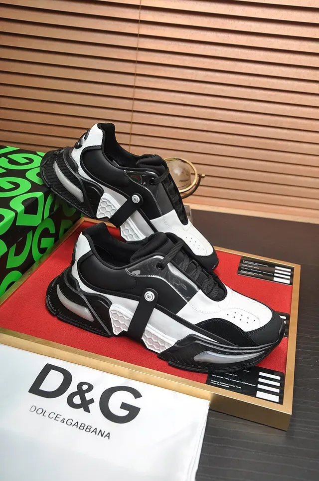 Dolce & Gabbana Black White Platform Sole Panelled Upper Chunky Sneakers 5