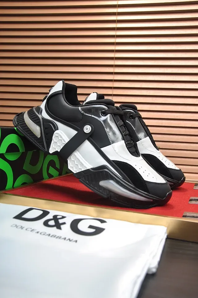 Dolce & Gabbana Black White Platform Sole Panelled Upper Chunky Sneakers 7