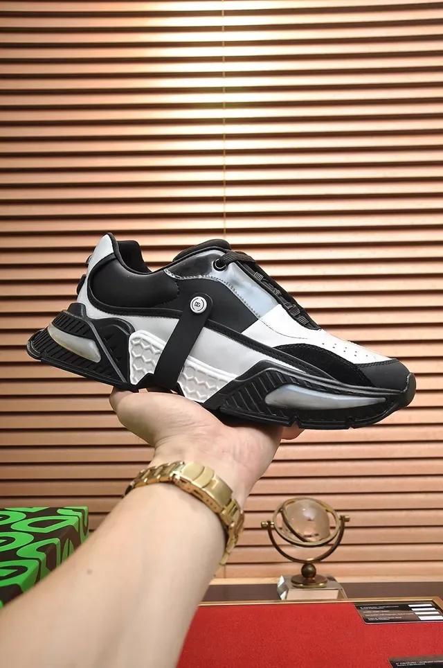 Dolce & Gabbana Black White Platform Sole Panelled Upper Chunky Sneakers 8