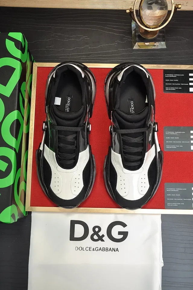 Dolce & Gabbana Black White Platform Sole Panelled Upper Chunky Sneakers 9