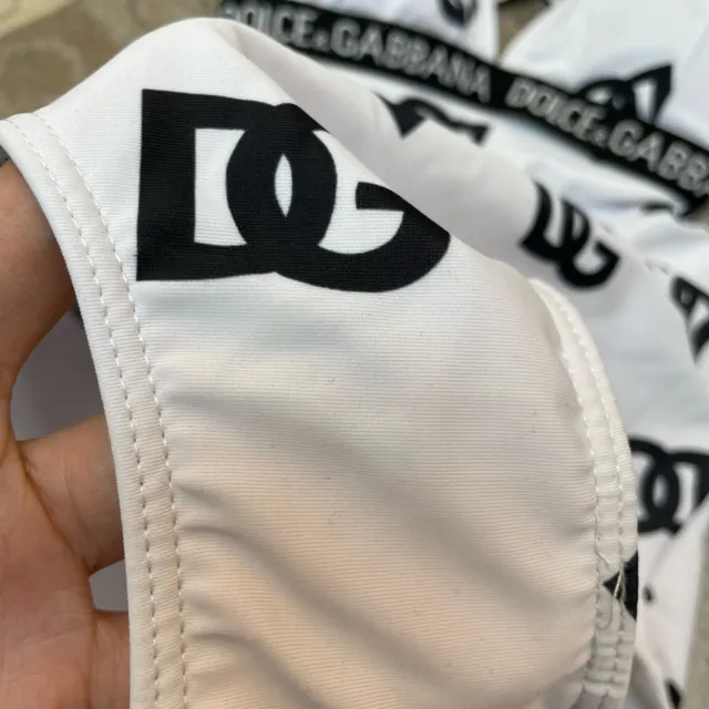 Dolce & Gabbana Logo-Print Plunging Neck One-Piece Swimwear 6