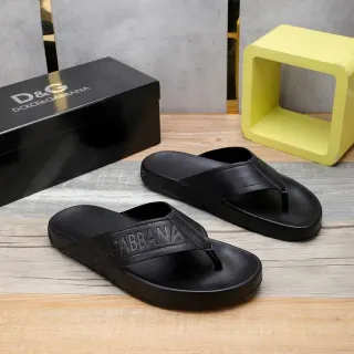 Dolce & Gabbana Logo Strap Black Slippers