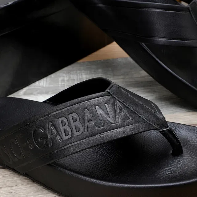 Dolce & Gabbana Logo Strap Black Slippers 3
