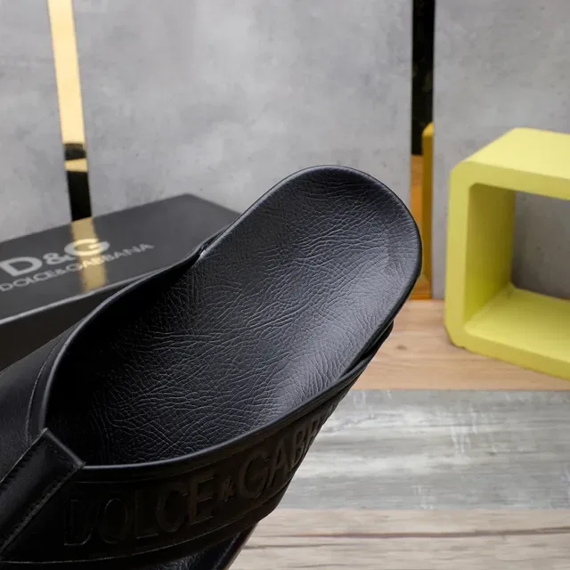 Dolce & Gabbana Logo Strap Black Slippers 5