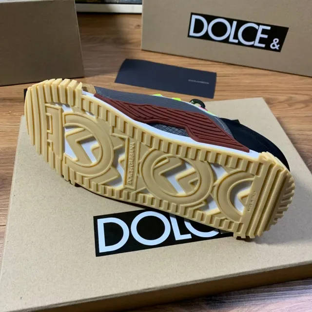 Dolce & Gabbana Mixed-Material Neon-Laced Lifestyle Sneaker 2