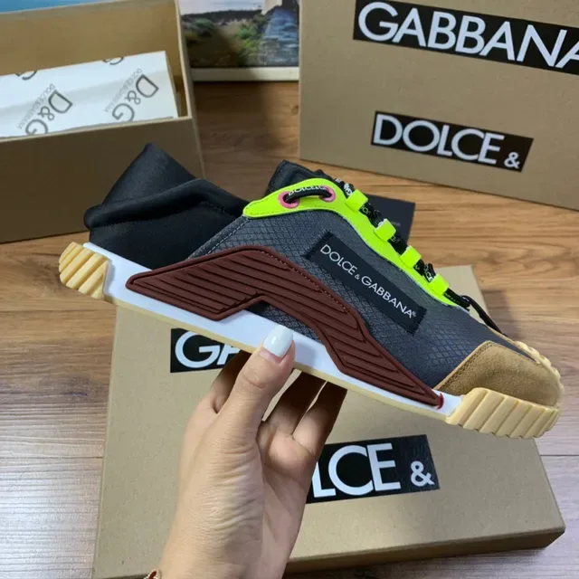 Dolce & Gabbana Mixed-Material Neon-Laced Lifestyle Sneaker 3