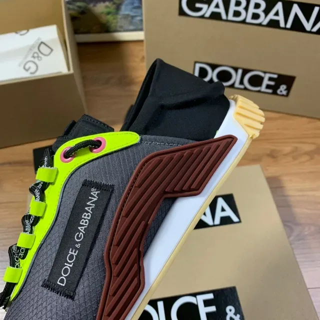 Dolce & Gabbana Mixed-Material Neon-Laced Lifestyle Sneaker 4