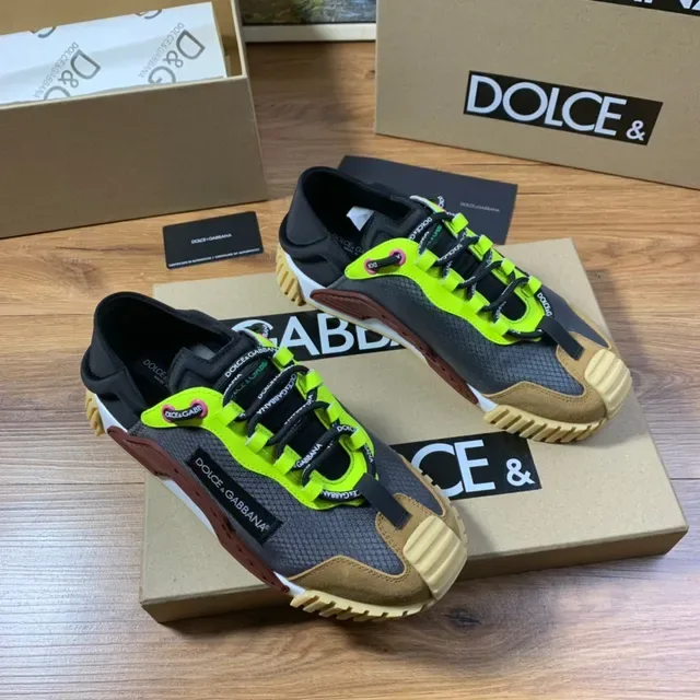 Dolce & Gabbana Mixed-Material Neon-Laced Lifestyle Sneaker 7