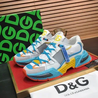 Dolce & Gabbana Multicolor Platform Sole Multi-Color Block Construction Chunky Sneakers