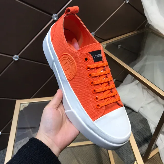 Dolce & Gabbana Orange and White Canvas Lifestyle Sneakers 2