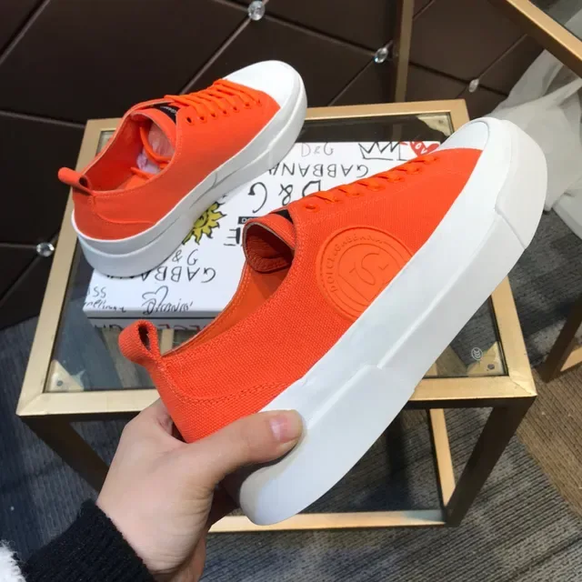 Dolce & Gabbana Orange and White Canvas Lifestyle Sneakers 5