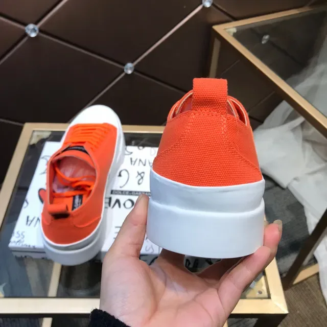 Dolce & Gabbana Orange and White Canvas Lifestyle Sneakers 6