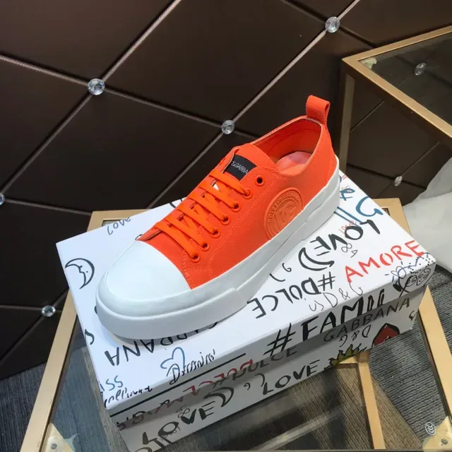 Dolce & Gabbana Orange and White Canvas Lifestyle Sneakers 7