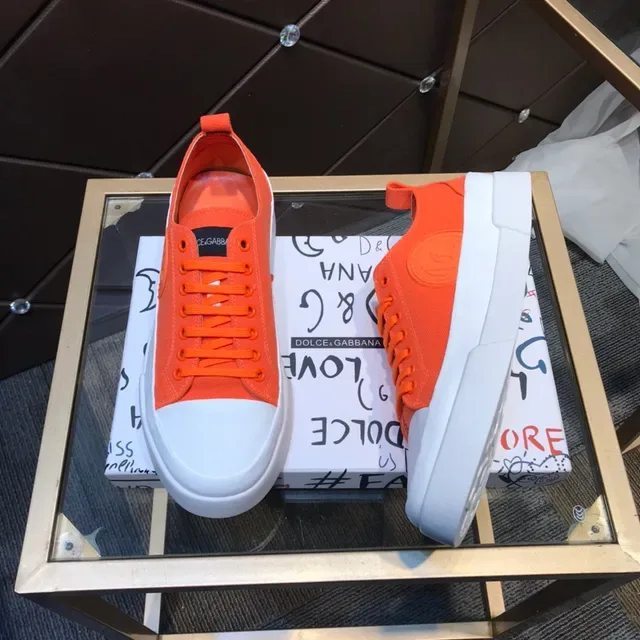 Dolce & Gabbana Orange and White Canvas Lifestyle Sneakers 8