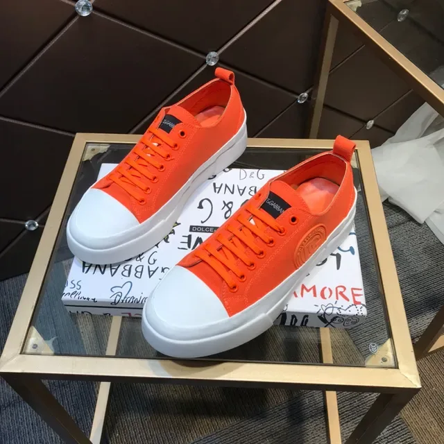 Dolce & Gabbana Orange and White Canvas Lifestyle Sneakers 9