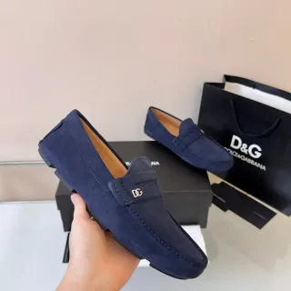 Dolce & Gabbana Penny Loafer Navy Beige Suede Strap Loafer