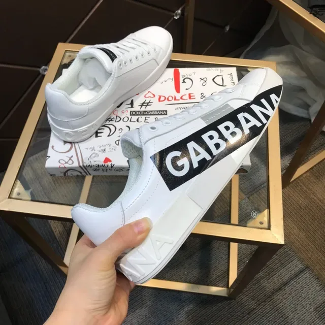 Dolce & Gabbana Portofino White Black Low-Top Leather-Like Upper Lifestyle Sneakers 3