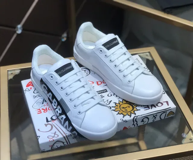 Dolce & Gabbana Portofino White Black Low-Top Leather-Like Upper Lifestyle Sneakers 5