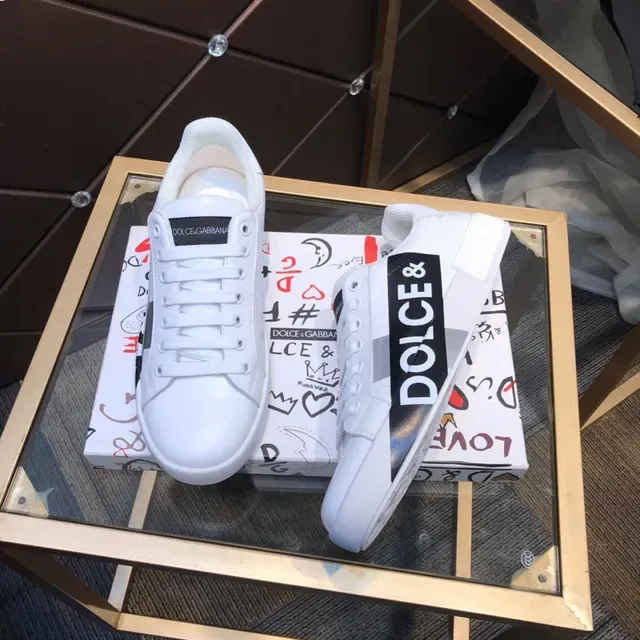 Dolce & Gabbana Portofino White Black Low-Top Leather-Like Upper Lifestyle Sneakers 6
