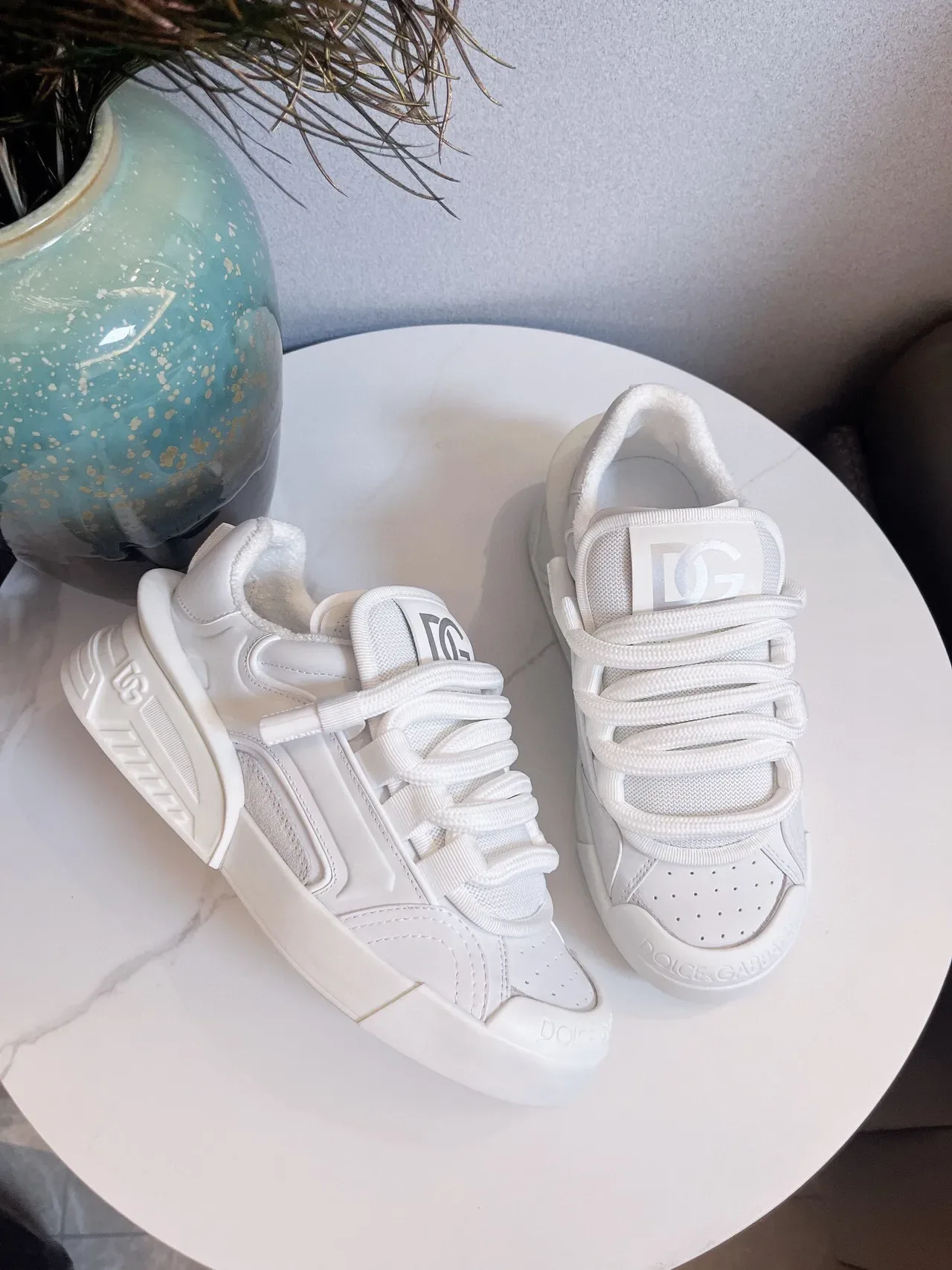 Dolce & Gabbana Sneakers Lifestyle Blanches Monochromes Sculptées Semelle Multicouche 3