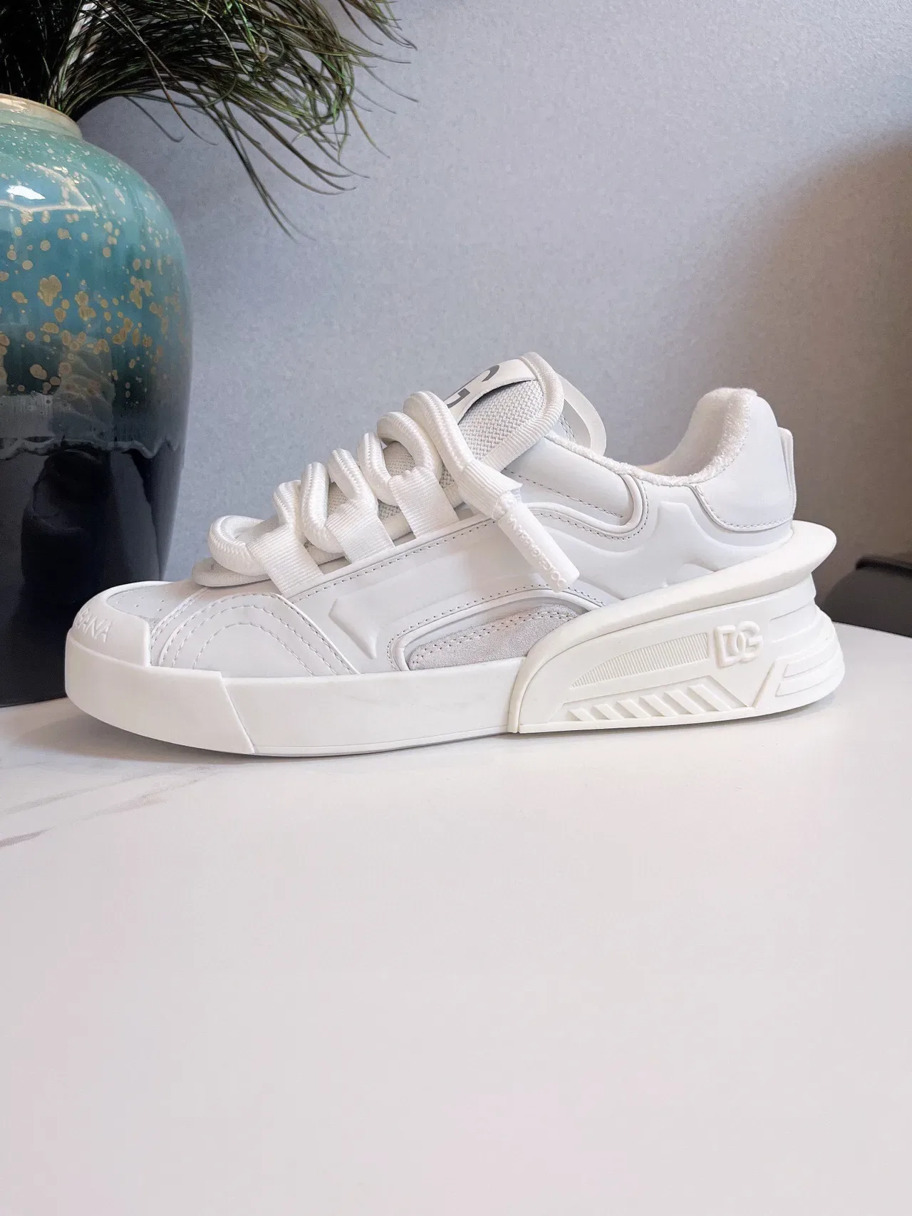 Dolce & Gabbana Sneakers Lifestyle Blanches Monochromes Sculptées Semelle Multicouche 4