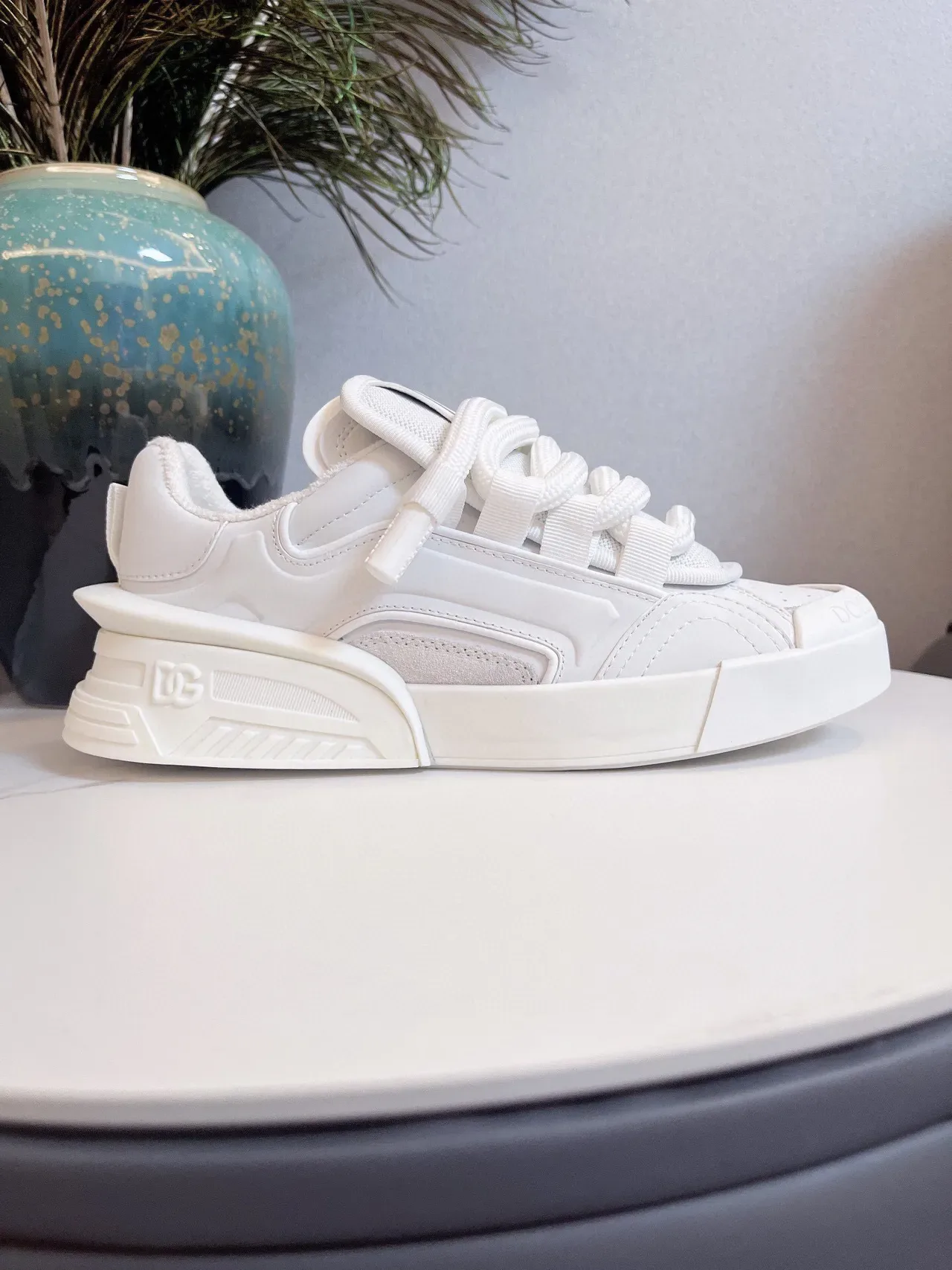 Dolce & Gabbana Sneakers Lifestyle Blanches Monochromes Sculptées Semelle Multicouche 5