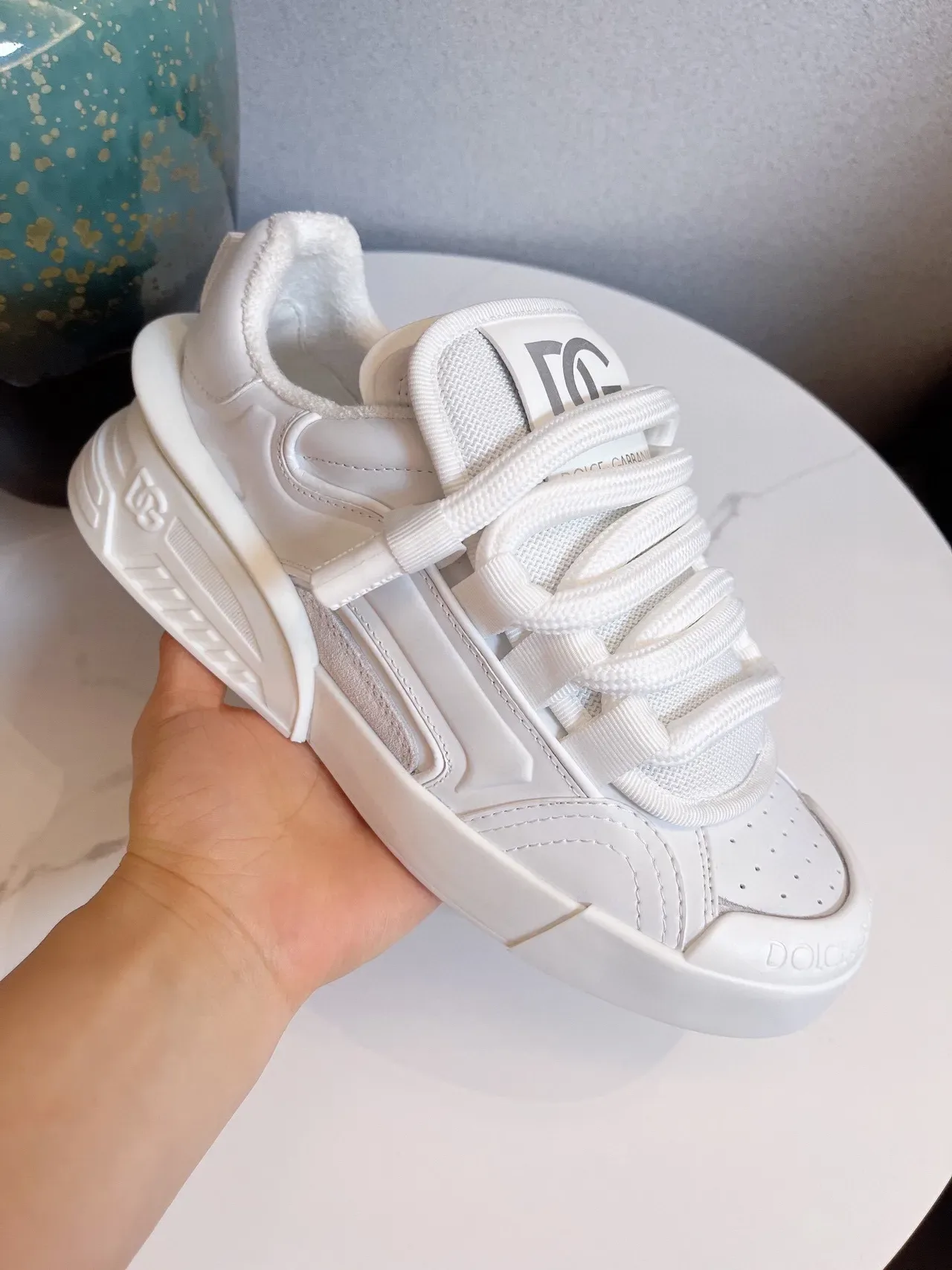 Dolce & Gabbana Sneakers Lifestyle Blanches Monochromes Sculptées Semelle Multicouche 6