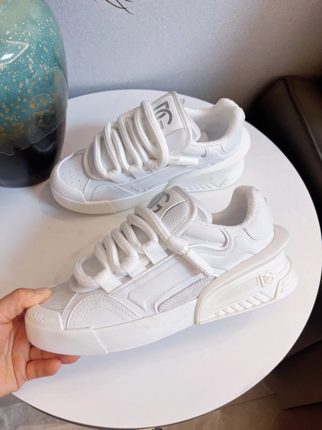 Dolce & Gabbana Sneakers Lifestyle Blanches Monochromes Sculptées Semelle Multicouche 8