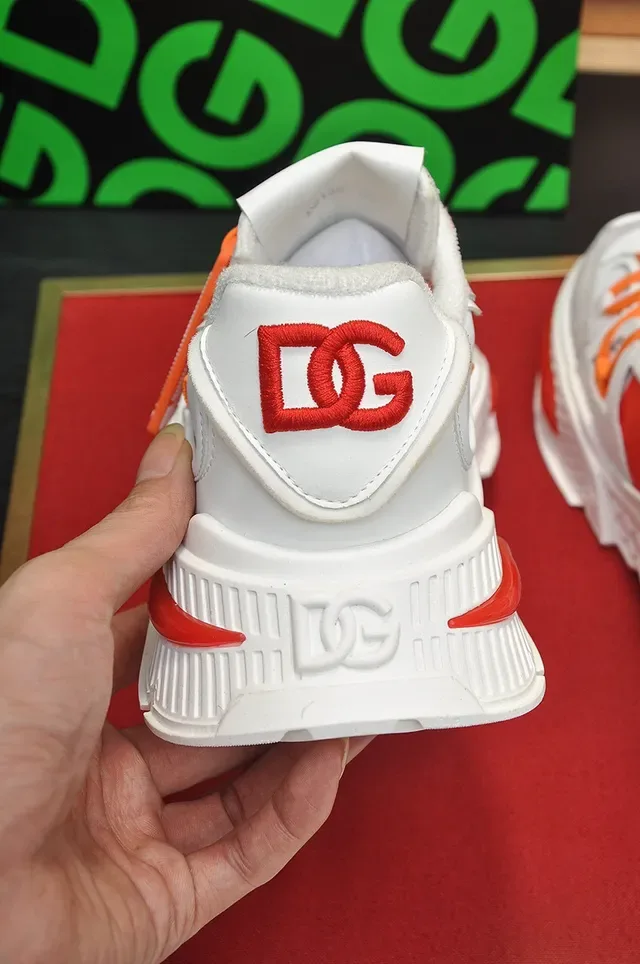 Dolce & Gabbana White Orange Sole Layered Upper Chunky Sneakers 2
