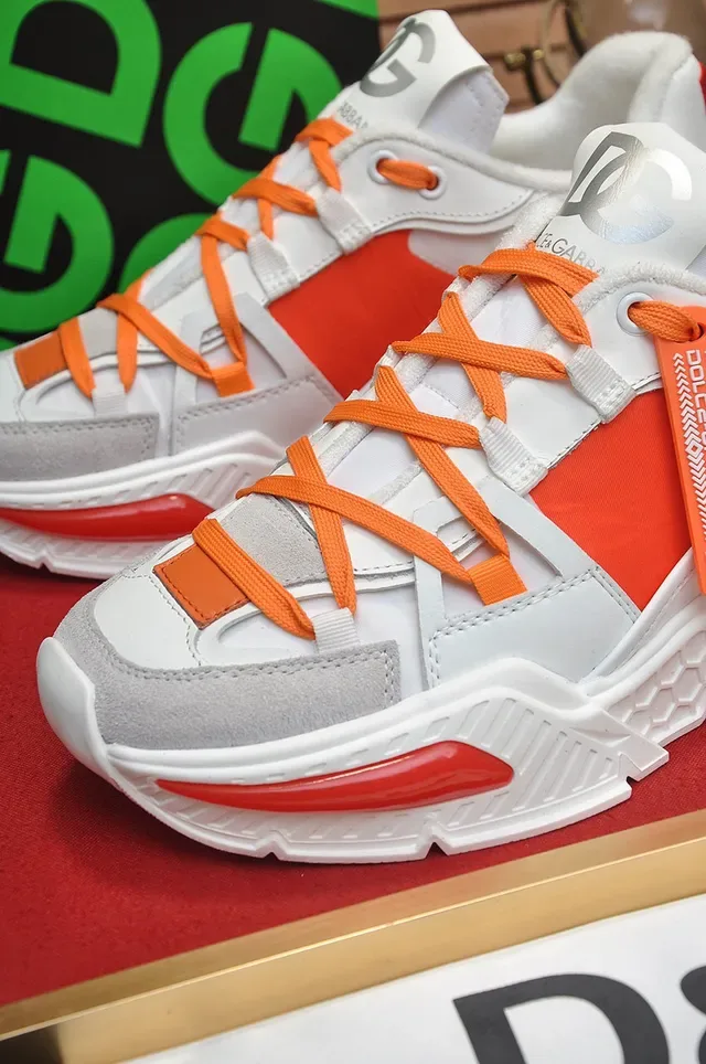 Dolce & Gabbana White Orange Sole Layered Upper Chunky Sneakers 3