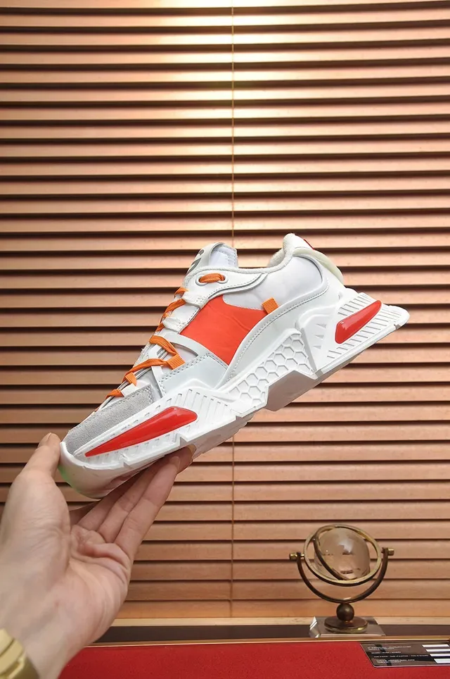 Dolce & Gabbana White Orange Sole Layered Upper Chunky Sneakers 5