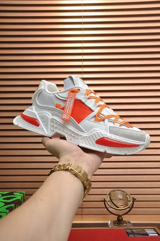 Dolce & Gabbana White Orange Sole Layered Upper Chunky Sneakers 8