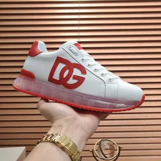 Dolce & Gabbana White Red Leather Upper DG Logo Lifestyle Sneakers