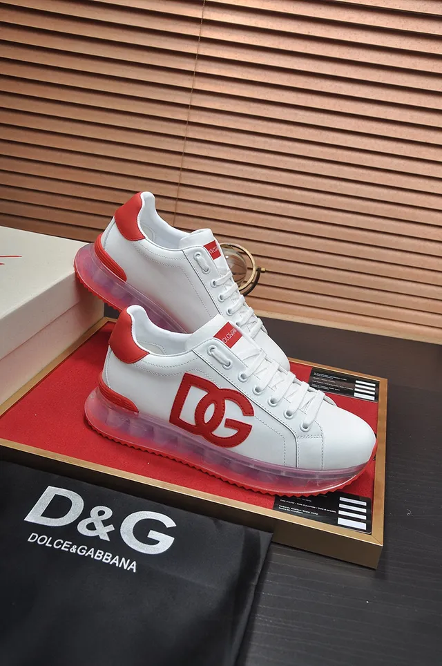Dolce & Gabbana branco vermelho couro superior DG Logo tênis lifestyle 5