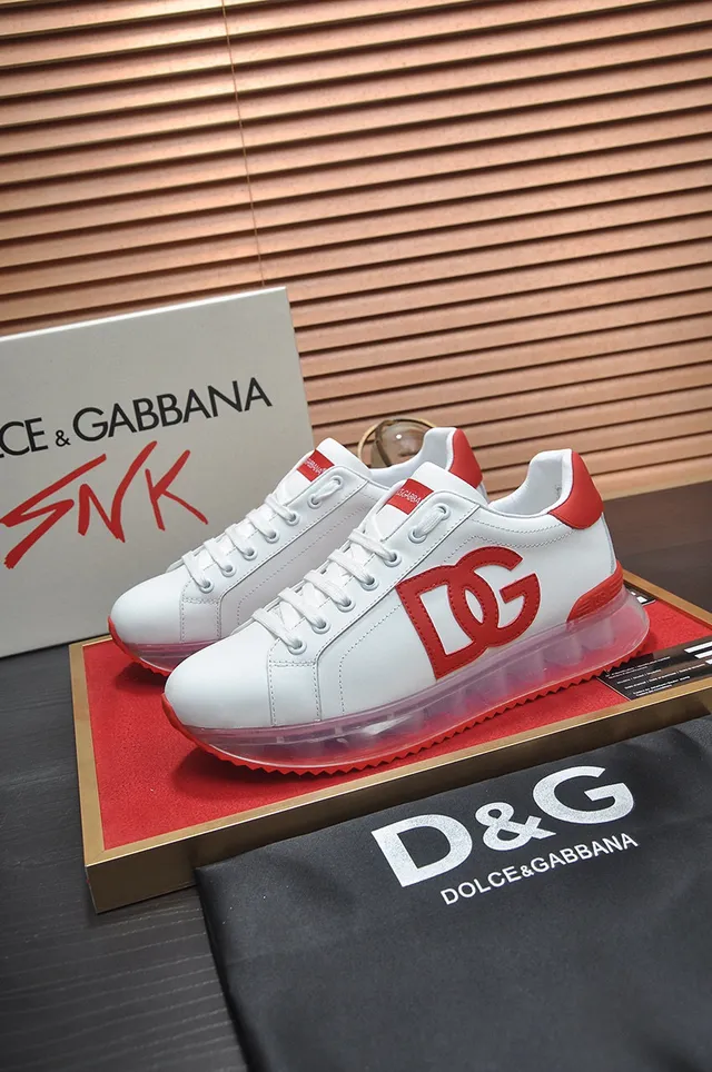 Dolce & Gabbana branco vermelho couro superior DG Logo tênis lifestyle 7
