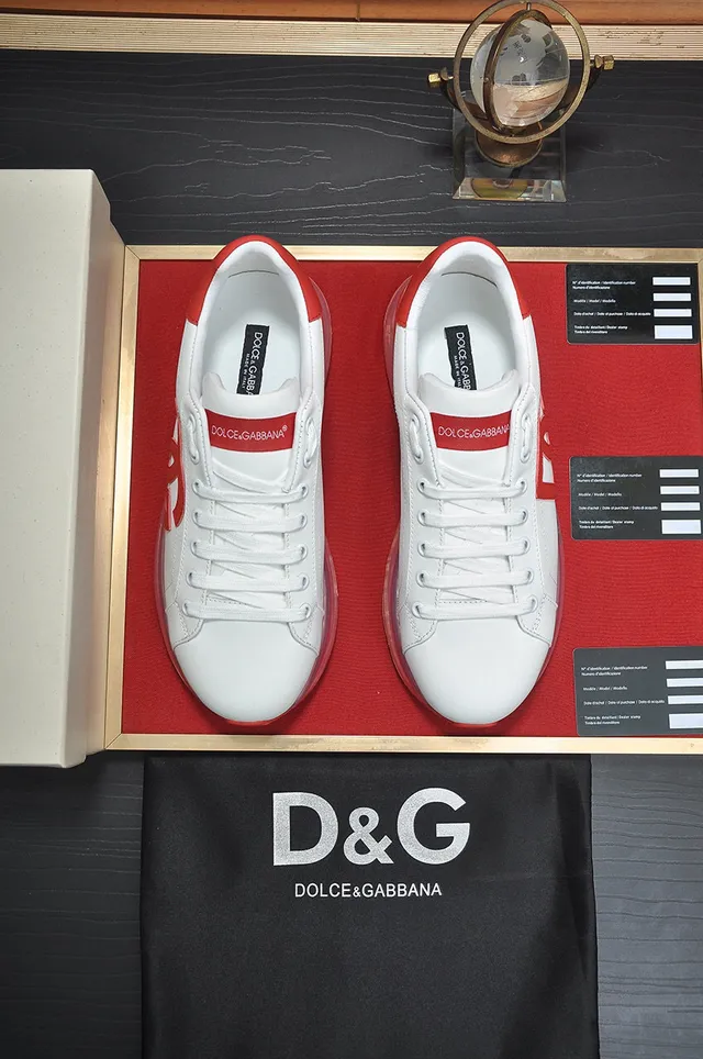 Dolce & Gabbana branco vermelho couro superior DG Logo tênis lifestyle 9