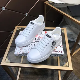 Dolce & Gabbana 白银皮革鞋面低帮生活方式运动鞋