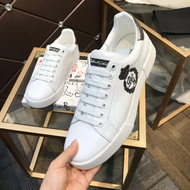 Dolce & Gabbana White Silver Leather Upper Low-Top Lifestyle Sneakers 3