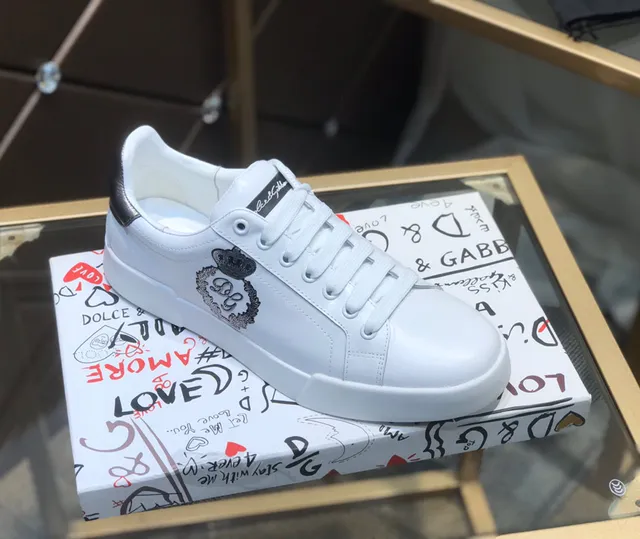Dolce & Gabbana White Silver Leather Upper Low-Top Lifestyle Sneakers 7