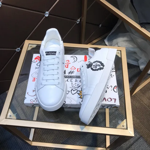 Dolce & Gabbana White Silver Leather Upper Low-Top Lifestyle Sneakers 9