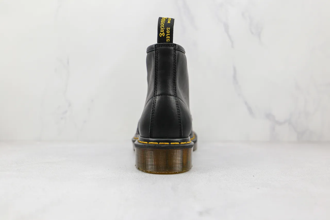 Dr. Martens 1460 Black Smooth Leather Yellow Stitch Martin Boots 2
