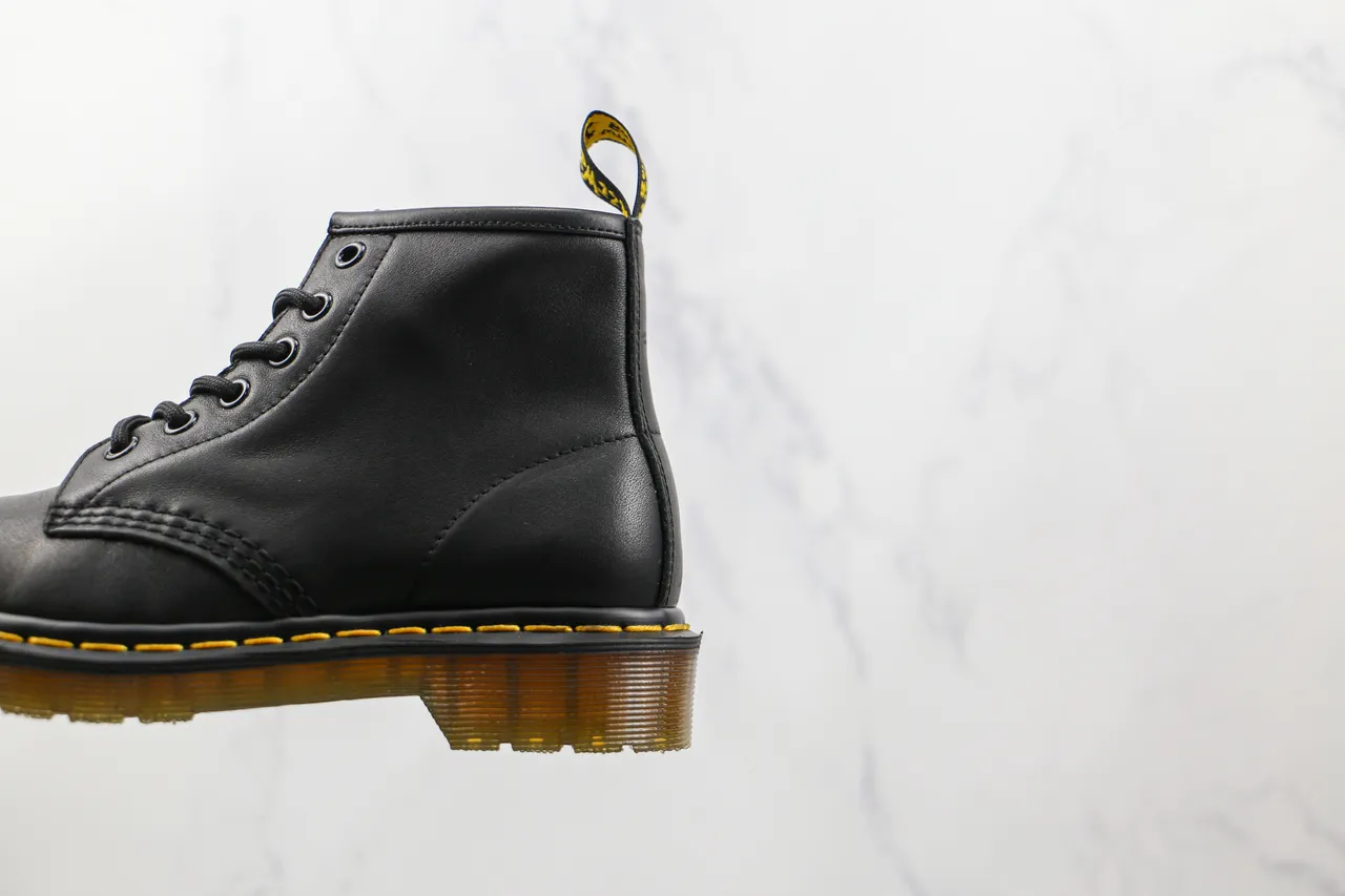 Dr. Martens 1460 Black Smooth Leather Yellow Stitch Martin Boots 4