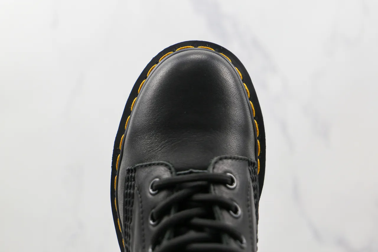 Dr. Martens 1460 Black Smooth Leather Yellow Stitch Martin Boots 5